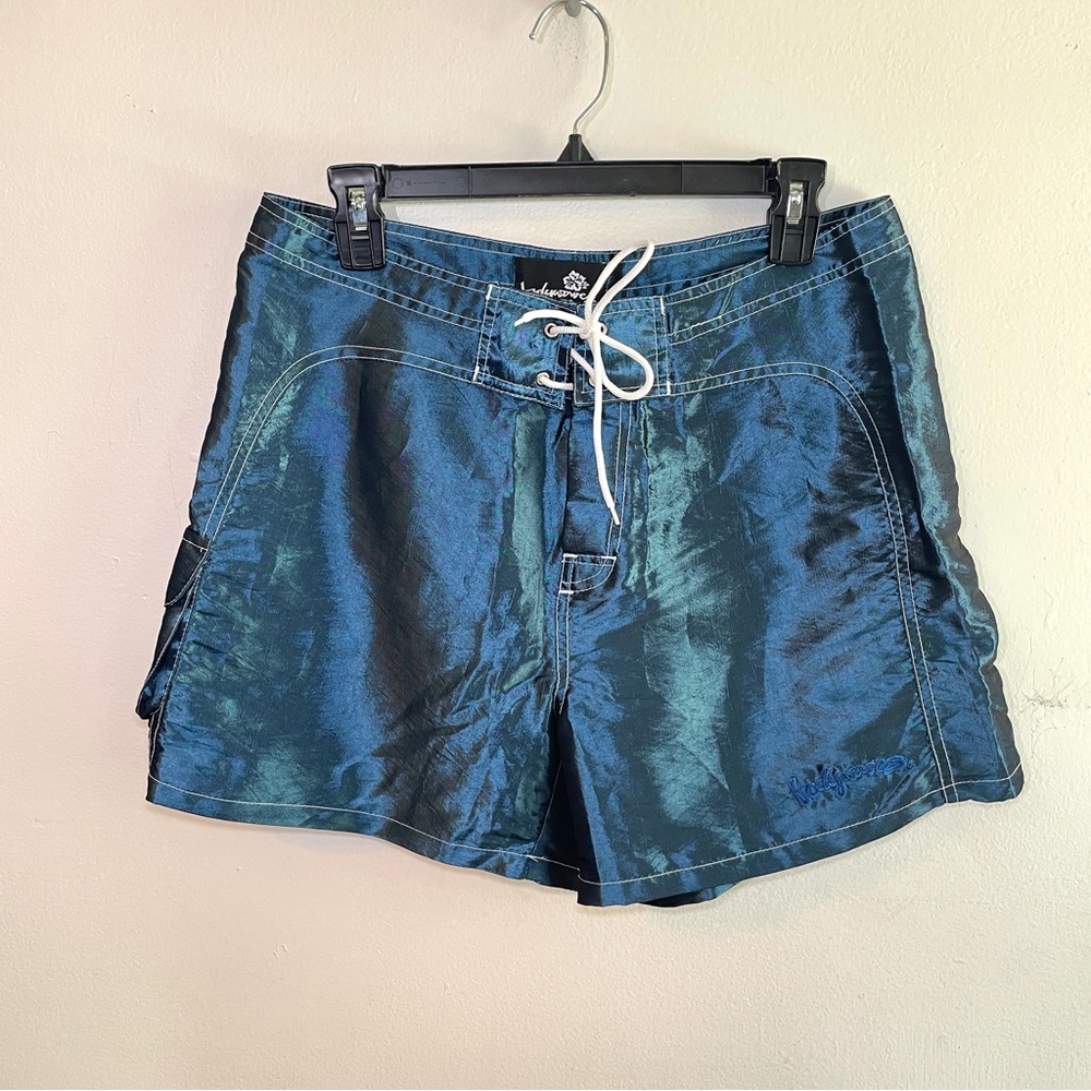 Vintage Y2K Bodywaves Blue Iridescent Shorts Size 13 Large